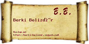 Berki Belizár névjegykártya
